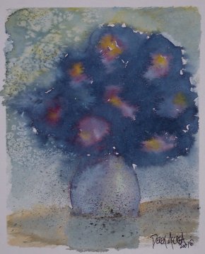 flowers at night watercolor painting