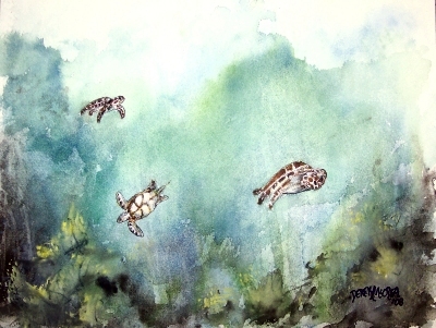 painting of sea turtles