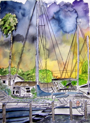painting of boats