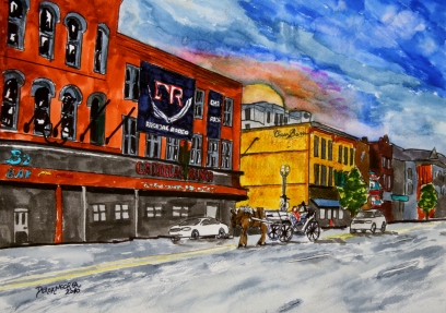 Cadillac Ranch Nashville TN cityscape painting