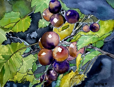 grape vine still life painting