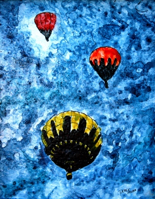 painting of hot air ballons