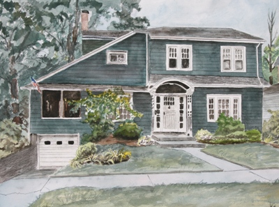 watercolor house portrait