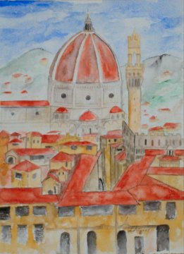 florence italy cityscape painting