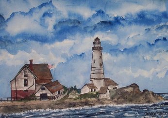 lil brewster light lighthouse painting
