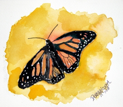 orange butterfly painting