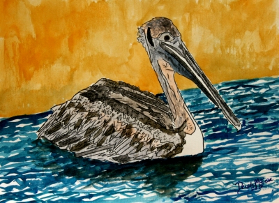 paintings of pelicans