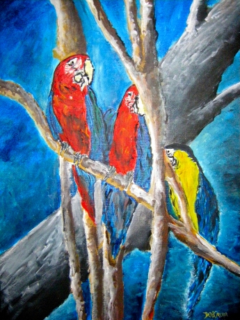 parrot oil painting