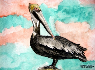 pelicans bird painting 3