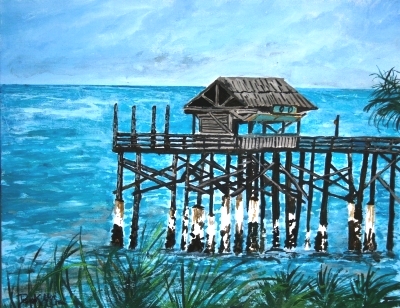 beach pier painting