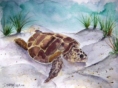 sea turtle watercolor painting