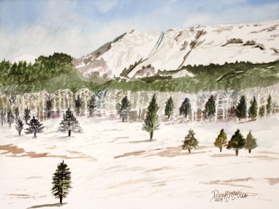snow mountain painting