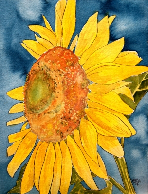 sunflower watercolor painting